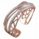 Разомкнутое кольцо с цирконами из серебра 925 пробы с красной позолотой