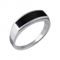 Ультрамодное кольцо с ониксом из серебра 925 пробы фото