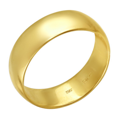 Гладкое обручальное кольцо из желтого золота 585 пробы, ширина 5,9 мм фото