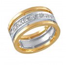 Обручальное кольцо с дорожкой фианитов из красного и белого золота 585 пробы, ширина 8,6 мм
