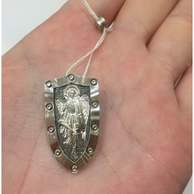 Образ нательный серебряный "Архангел Михаил" из серебра 925 пробы с чернением фото