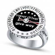 Кольцо "Супер водитель! "с ювелирной эмалью и цирконами из серебра 925 пробы фото