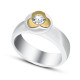Кольцо с цирконом и керамикой из серебра 925 пробы цвет металла белый 5.14 гр.