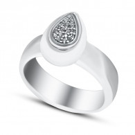 Кольцо с цирконами и керамикой из серебра 925 пробы цвет металла белый 5.65 гр. фото
