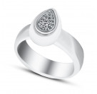 Кольцо с цирконами и керамикой из серебра 925 пробы