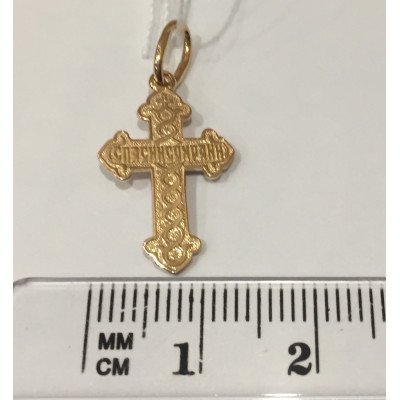 Стильный нательный крест с распятием из красного золота 585 пробы фото