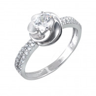 Элегантное кольцо с фианитами из серебра 925 пробы фото