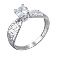 Чарующее кольцо с фианитами из серебра 925 пробы цвет металла белый фото