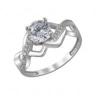 Торжественное кольцо с фианитами из серебра 925 пробы фото