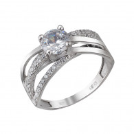 Блистательное кольцо с фианитами из серебра 925 пробы цвет металла белый фото