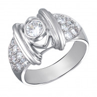 Уникальное кольцо с фианитами из серебра 925 пробы фото