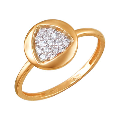 Супермодное кольцо с фианитами из красного золота 585 пробы фото