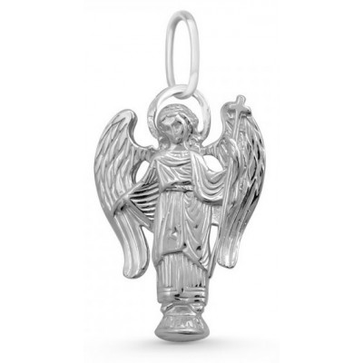 Образок "Ангел Хранитель" с фианитами из серебра 925 пробы фото
