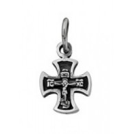 Крест "Спаси и сохрани" из серебра 925 пробы с чернением фото