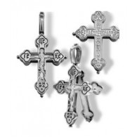 Крест-мощевик "Распятие Христово" с молитвой "Спаси и сохрани", из серебра 925 пробы фото