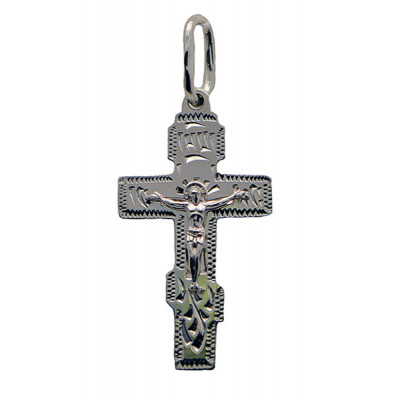 Восьмиконечный нательный крест с распятием из серебра 925 пробы фото