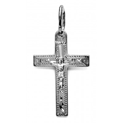 Нательный крест с распятием из серебра 925 пробы фото