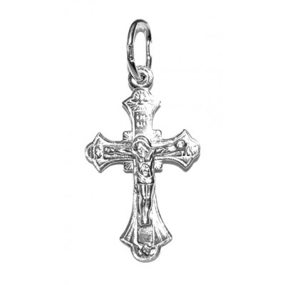 Крест "Спаси и сохрани" из серебра 925 пробы с родиевым покрытием фото