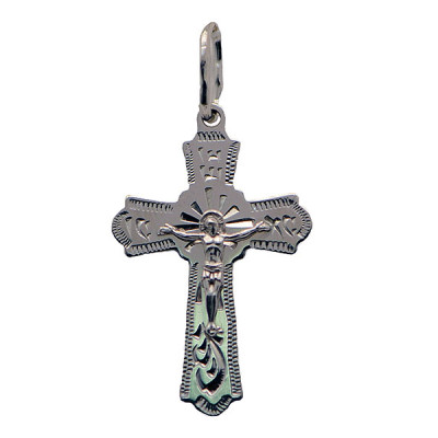 Крест православный с распятием из серебра 925 пробы фото