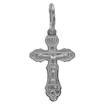 Нательный крест с распятием из серебра 925 пробы фото