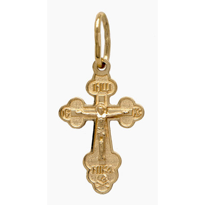 Крест православный с распятием из золота 585 пробы фото