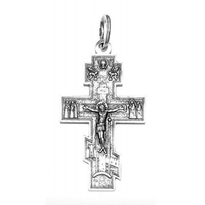Крест  с молитвой "Спаси, Господи, люди Твоя..." из серебра 925 пробы с чернением фото