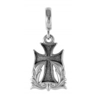 Православный подвес "Процветший крест" из серебра 925 пробы с чернением фото