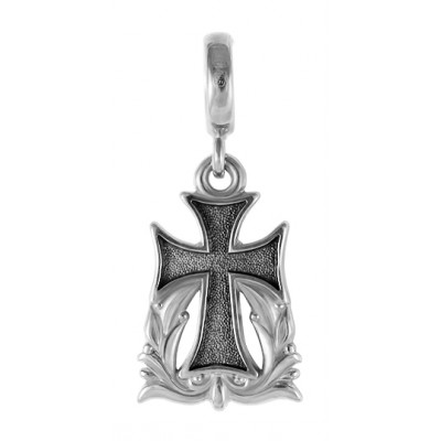 Православный подвес "Процветший крест" из серебра 925 пробы с чернением фото