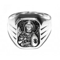 Архангел Михаил. Православное кольцо из серебра 925 пробы фото