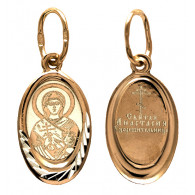 Икона Божией Матери Всецарица. Образок из серебра 925 пробы с красной позолотой фото
