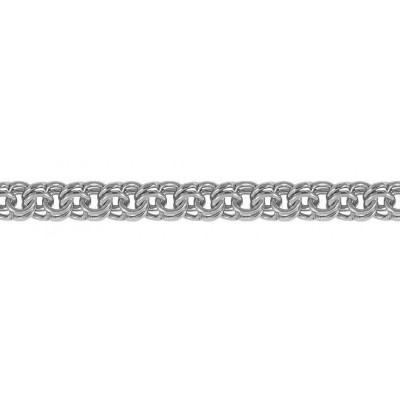 Родированная цепь ручной вязки из серебра 925 пробы, плетение Бисмарк Гранёная 9.61 гр. фото