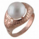 Прелестное кольцо с жемчугом из серебра 925 пробы с красной позолотой