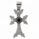 Рафинированный армянский крест из коллекции "RELIGION" с бриллиантами и сапфиром из белого золота 750 пробы