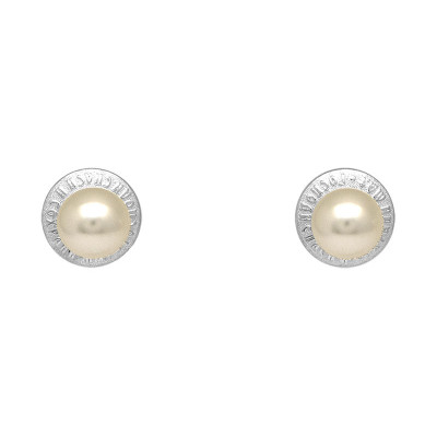 Серьги-гвоздики с жемчугом из серебра 925 пробы фото
