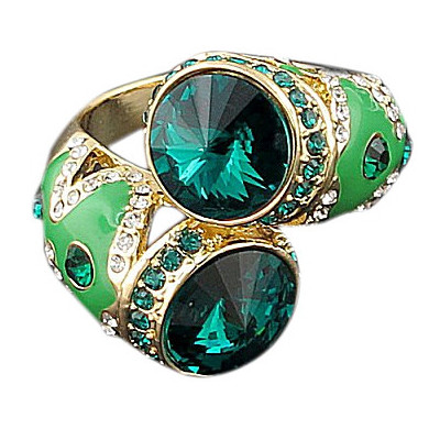 Удивительное кольцо с ювелирной эмалью, стеклом и кристаллами, бижутерия фото