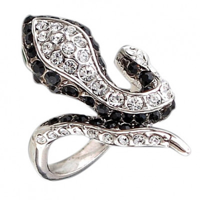 Провокационное кольцо в виде змейки с кристаллами, бижутерия фото