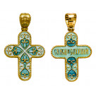 Художественный православный крест "Спаси и сохрани"  из серебра 960 пробы с ювелирной эмалью