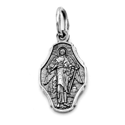Образок "Святый Ангеле Божий, Хранителю мой, моли Бога о мне" из серебра 925 пробы фото
