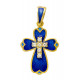 Православный крест с молитвой " Да воскреснет Бог..." с фианитами  из серебра 925 пробы с эмалью