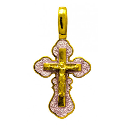 Православный крест с молитвой Господи помилуй с фианитами  из серебра 925 пробы с ювелирной эмалью фото
