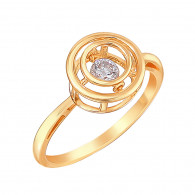 Классное кольцо с цирконом из красного золота 585 пробы фото
