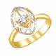 Фантастичное кольцо с цирконом из желтого золота 585 пробы