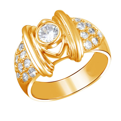 Сверхъестественное кольцо с цирконами из серебра 925 пробы с золочением фото