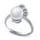 Кольцо с цирконами и майорикой из серебра 925 пробы цвет металла белый 3.66 гр.