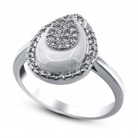 Кольцо с цирконами и керамикой из серебра 925 пробы цвет металла белый 4.33 гр. фото