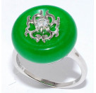 Кольцо с цирконом и жадеитом из серебра 925 пробы