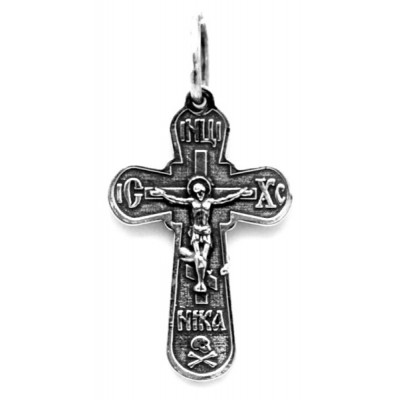 Нательный крест с распятием из серебра 925 пробы с чернением фото