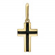 Крест с черной ювелирной эмалью из желтого золота 585 пробы
