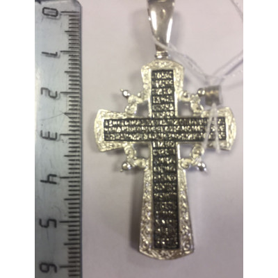 Большой нательный крест из серебра с молитвой: " Да воскреснет Бог, и расточатся врази Его.." фото