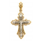 Крест с бриллиантом "Спаси и сохрани" из золота 585 пробы